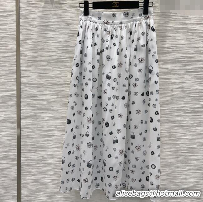 Affordable Price Chanel Printed Skirt 528002 White 2025
