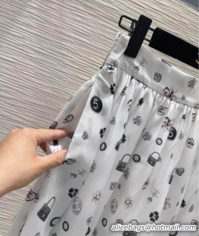 Affordable Price Chanel Printed Skirt 528002 White 2025