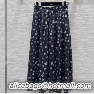 Affordable Price Chanel Printed Skirt 528002 Black 2025
