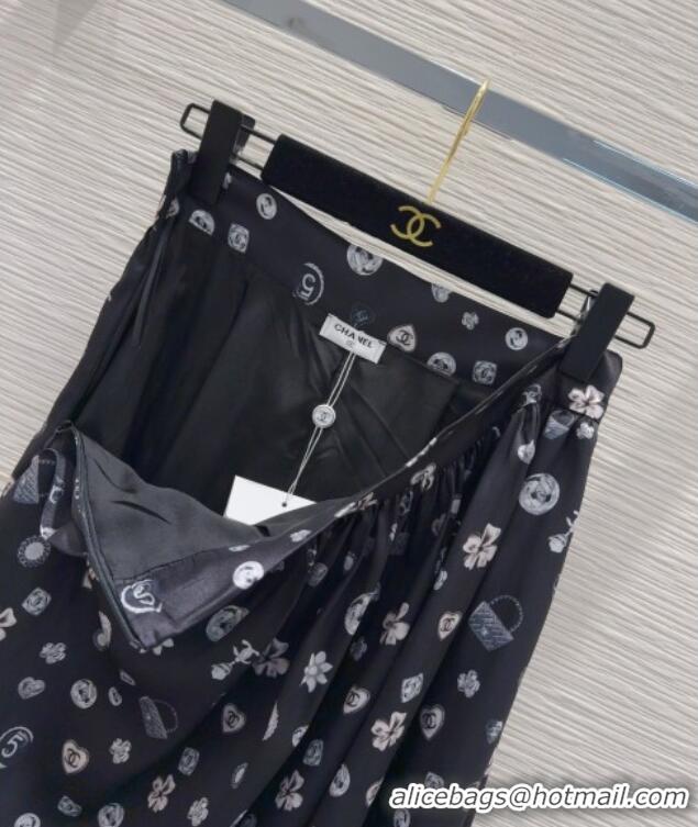 Affordable Price Chanel Printed Skirt 528002 Black 2025