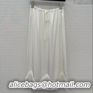 New Fashion Prada Skirt with Lace Trim 528006 White 2025