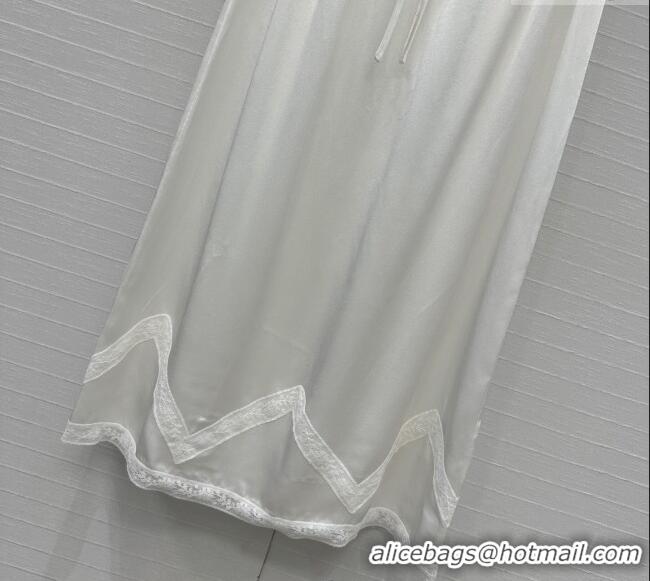 New Fashion Prada Skirt with Lace Trim 528006 White 2025