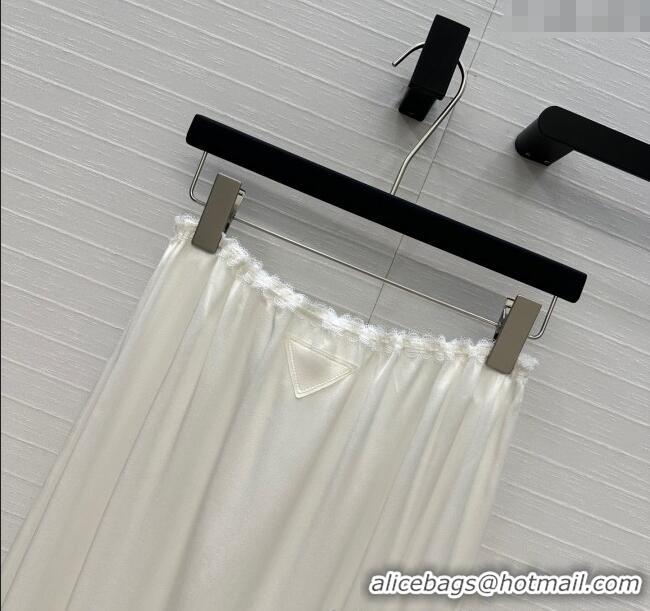 New Fashion Prada Skirt with Lace Trim 528006 White 2025