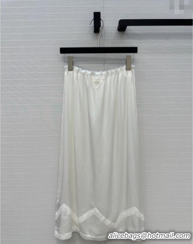 New Fashion Prada Skirt with Lace Trim 528006 White 2025