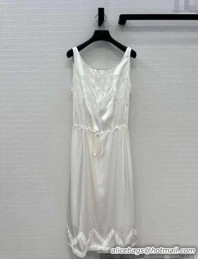 Pretty Style Prada Dress with Lace and Lace up 528006 White 2025