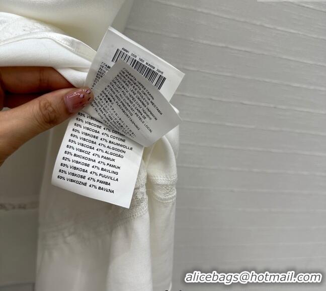 Luxury Cheap Prada Dress with Lace Trim 528006 White 2025