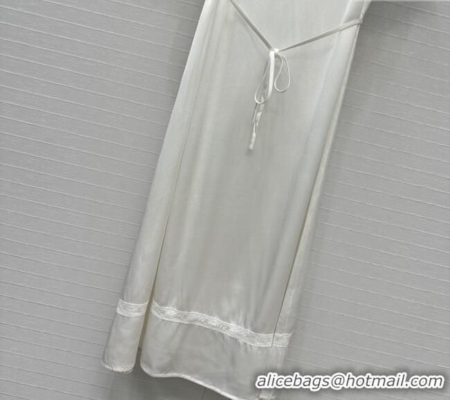 Luxury Cheap Prada Dress with Lace Trim 528006 White 2025