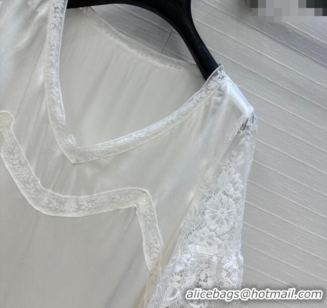 Luxury Cheap Prada Dress with Lace Trim 528006 White 2025