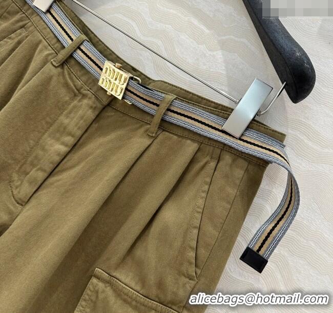 Luxury Discount Miu Miu Cotton Shorts 528012 Green 2025