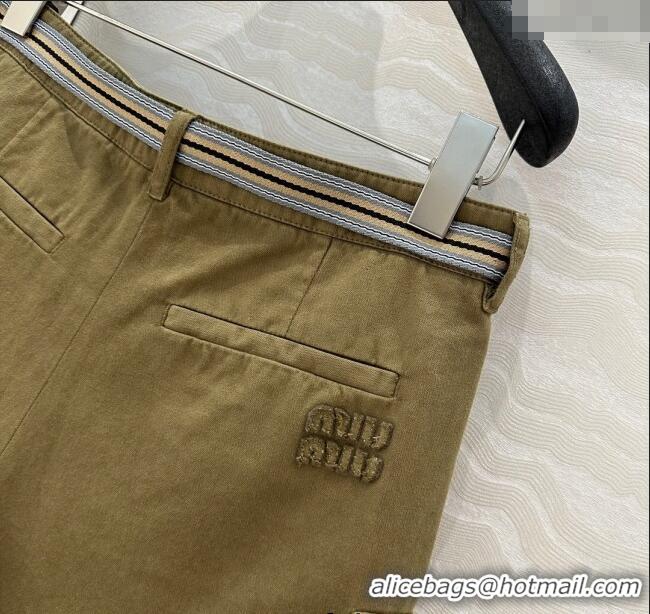Luxury Discount Miu Miu Cotton Shorts 528012 Green 2025
