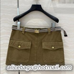 New Fashion Miu Miu Cotton Mini Skirt 528012 Green 2025