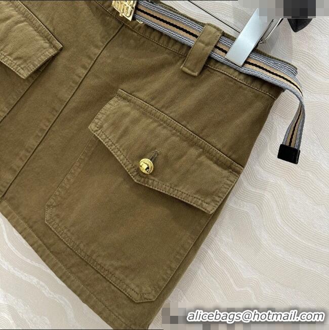 New Fashion Miu Miu Cotton Mini Skirt 528012 Green 2025