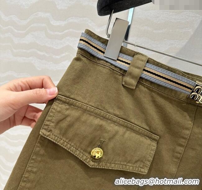 New Fashion Miu Miu Cotton Mini Skirt 528012 Green 2025