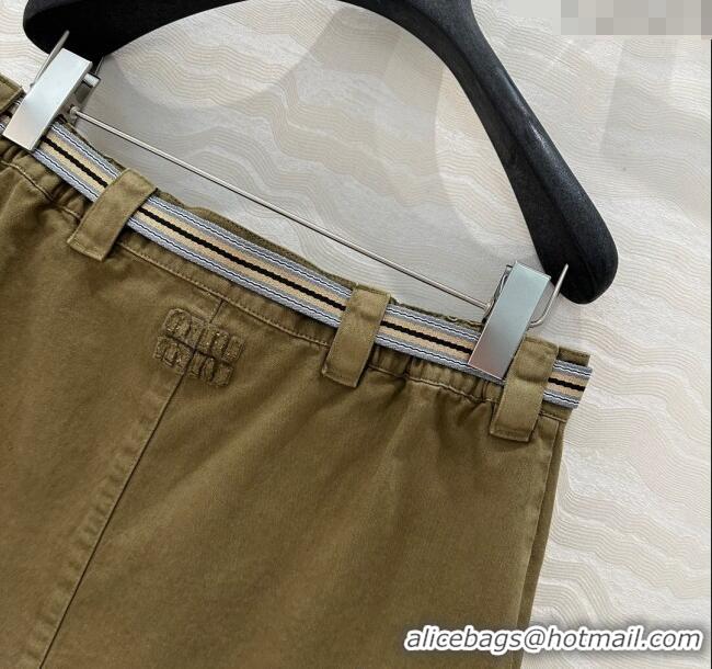 New Fashion Miu Miu Cotton Mini Skirt 528012 Green 2025