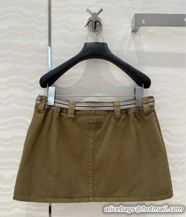 New Fashion Miu Miu Cotton Mini Skirt 528012 Green 2025