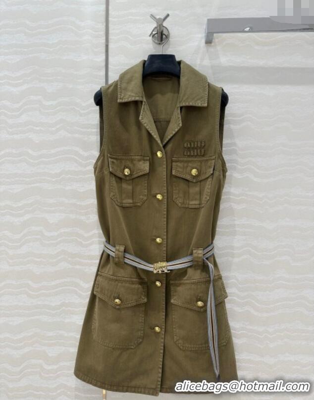 Best Product Miu Miu Cotton Dress 528012 Green 2025