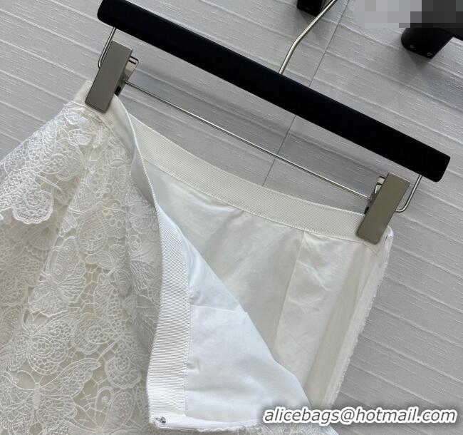 Top Grade Dior Butterfly Lace Skirt 528013 White 2025