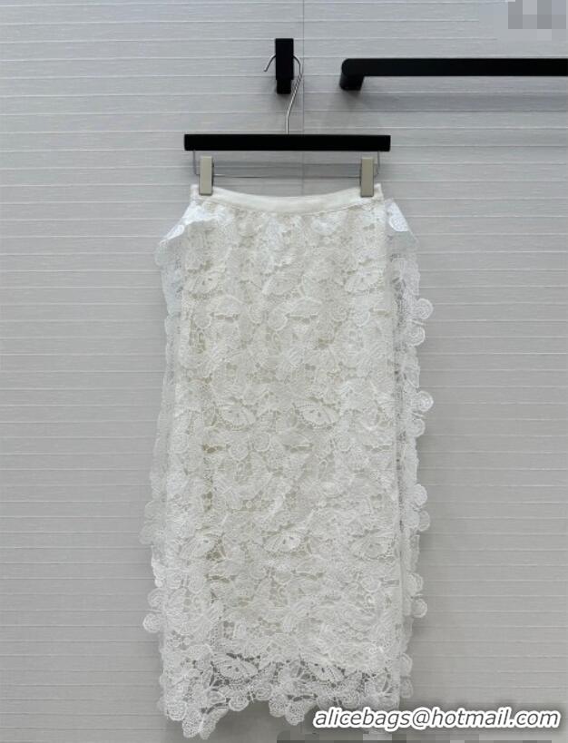 Top Grade Dior Butterfly Lace Skirt 528013 White 2025