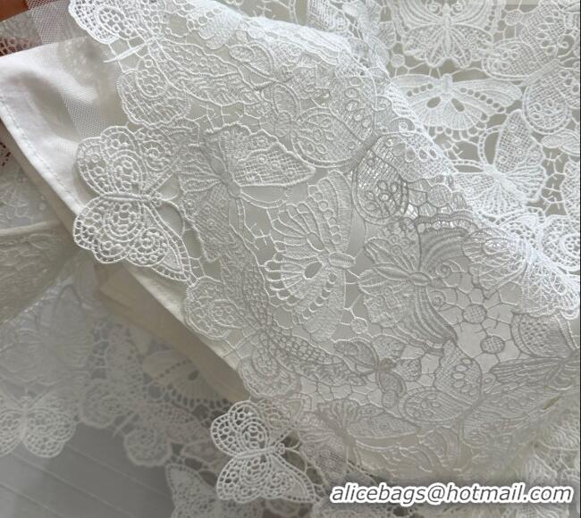 Top Grade Dior Butterfly Lace Skirt 528013 White 2025