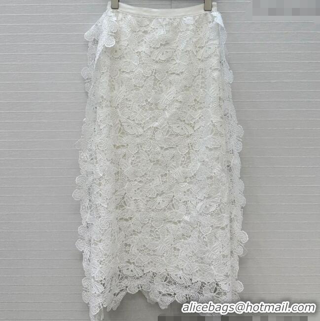Top Grade Dior Butterfly Lace Skirt 528013 White 2025