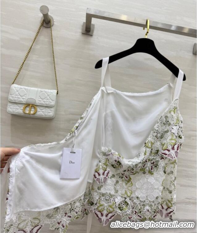 Best Price Dior Summer Butterfly Lace Dress 528015 White/Green/Fuchsia 2025