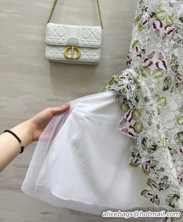 Top Grade Dior Summer Butterfly Lace Skirt 528015 White/Green/Fuchsia 2025