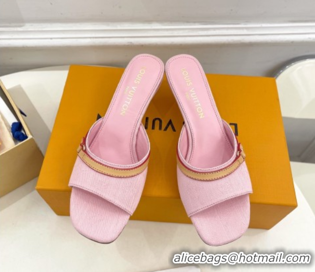 Sophisticated Louis Vuitton 6AM Heel Slides Sandal 5cm in Monogram Denim Pink 2025 1ADIGZ 0422007