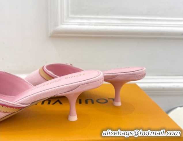 Sophisticated Louis Vuitton 6AM Heel Slides Sandal 5cm in Monogram Denim Pink 2025 1ADIGZ 0422007