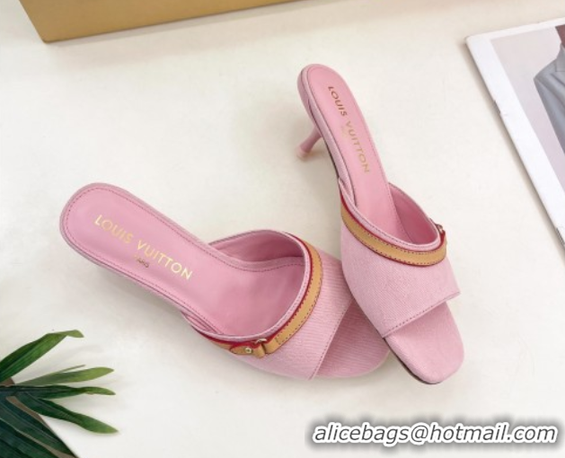 Sophisticated Louis Vuitton 6AM Heel Slides Sandal 5cm in Monogram Denim Pink 2025 1ADIGZ 0422007
