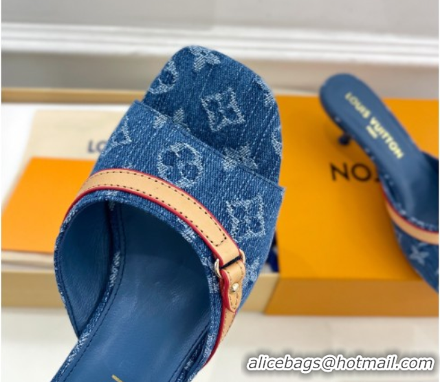 Cheap Price Louis Vuitton 6AM Heel Slides Sandal 5cm in Monogram Denim Blue 2025 1ADIGZ 0422008