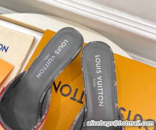 Low Cost Louis Vuitton 6AM Heel Slides Sandal 5cm in Monogram Denim Grey 2025 1ADIGZ 0422009