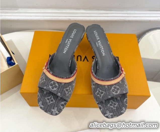 Low Cost Louis Vuitton 6AM Heel Slides Sandal 5cm in Monogram Denim Grey 2025 1ADIGZ 0422009