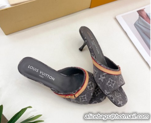 Low Cost Louis Vuitton 6AM Heel Slides Sandal 5cm in Monogram Denim Grey 2025 1ADIGZ 0422009