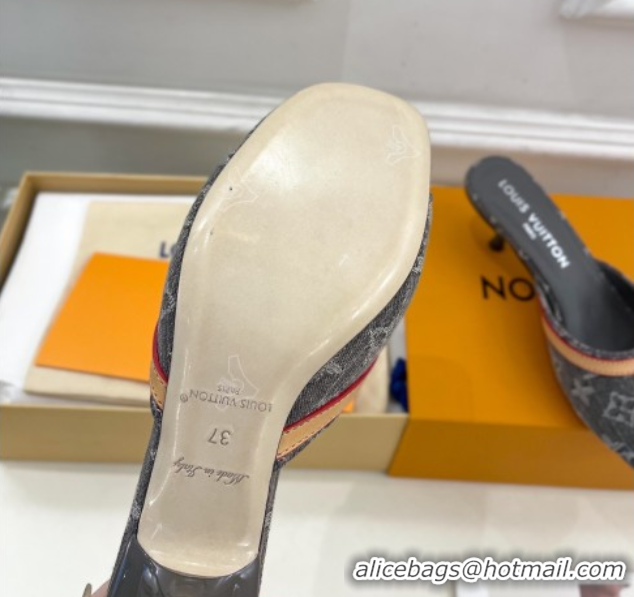 Low Cost Louis Vuitton 6AM Heel Slides Sandal 5cm in Monogram Denim Grey 2025 1ADIGZ 0422009