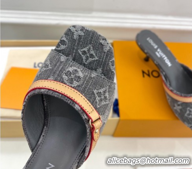 Low Cost Louis Vuitton 6AM Heel Slides Sandal 5cm in Monogram Denim Grey 2025 1ADIGZ 0422009