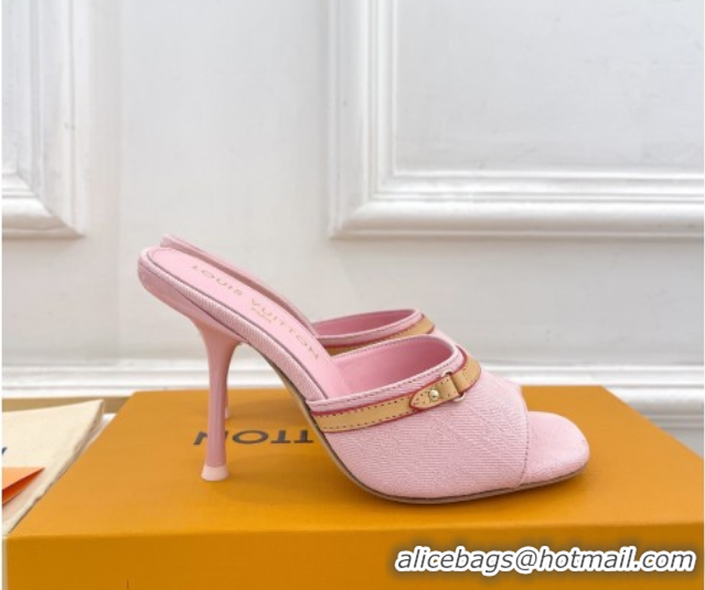 Purchase Louis Vuitton 6AM Heel Slides Sandal 10cm in Monogram Denim Pink 2025 1ADIGZ 0422010