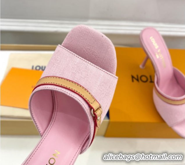 Purchase Louis Vuitton 6AM Heel Slides Sandal 10cm in Monogram Denim Pink 2025 1ADIGZ 0422010