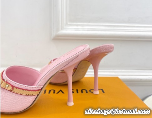 Purchase Louis Vuitton 6AM Heel Slides Sandal 10cm in Monogram Denim Pink 2025 1ADIGZ 0422010