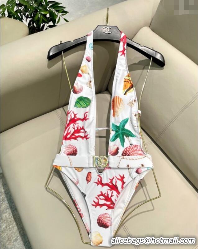 Good Taste Dolce & Gabbana DG Belt One-Piece Swimwear 0313 White 2025
