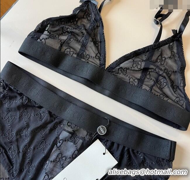 ​Top Design Gucci Mesh Two-Pieces Swimwear 0313 Black 2025