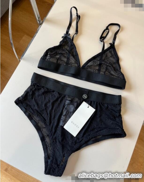 ​Top Design Gucci Mesh Two-Pieces Swimwear 0313 Black 2025
