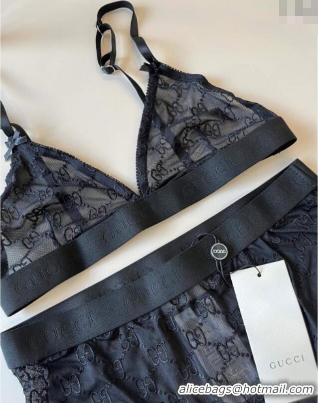 ​Top Design Gucci Mesh Two-Pieces Swimwear 0313 Black 2025