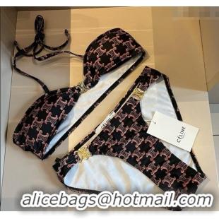 Good Quality Celine Two-Pieces Swimwear 0313 Pink/Black 2025