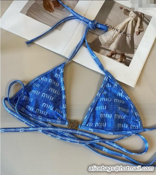 Top Design Miu Miu Denim Two-Pieces Swimwear 0313 Light Blue 2025