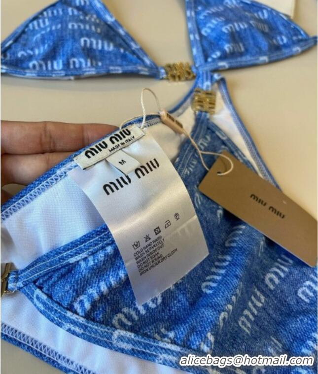 Top Design Miu Miu Denim Two-Pieces Swimwear 0313 Light Blue 2025