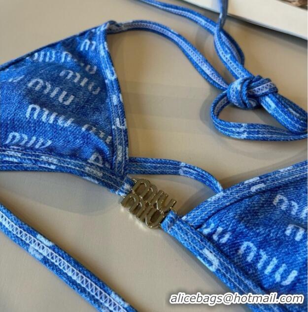 Top Design Miu Miu Denim Two-Pieces Swimwear 0313 Light Blue 2025