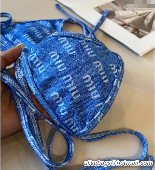 Top Design Miu Miu Denim Two-Pieces Swimwear 0313 Light Blue 2025