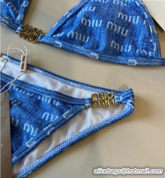 Top Design Miu Miu Denim Two-Pieces Swimwear 0313 Light Blue 2025