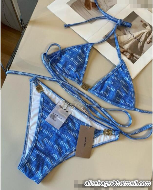 Top Design Miu Miu Denim Two-Pieces Swimwear 0313 Light Blue 2025