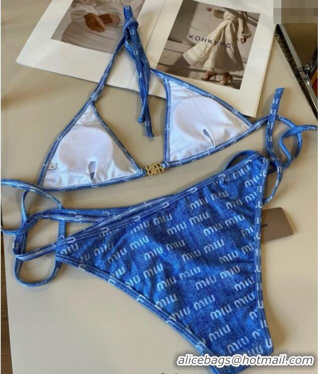 Top Design Miu Miu Denim Two-Pieces Swimwear 0313 Light Blue 2025